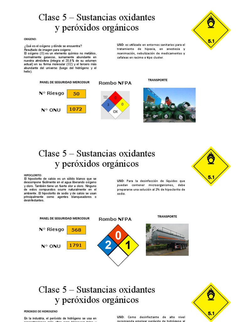 Clase 5 Sustancias Oxidantes y Peróxidos
