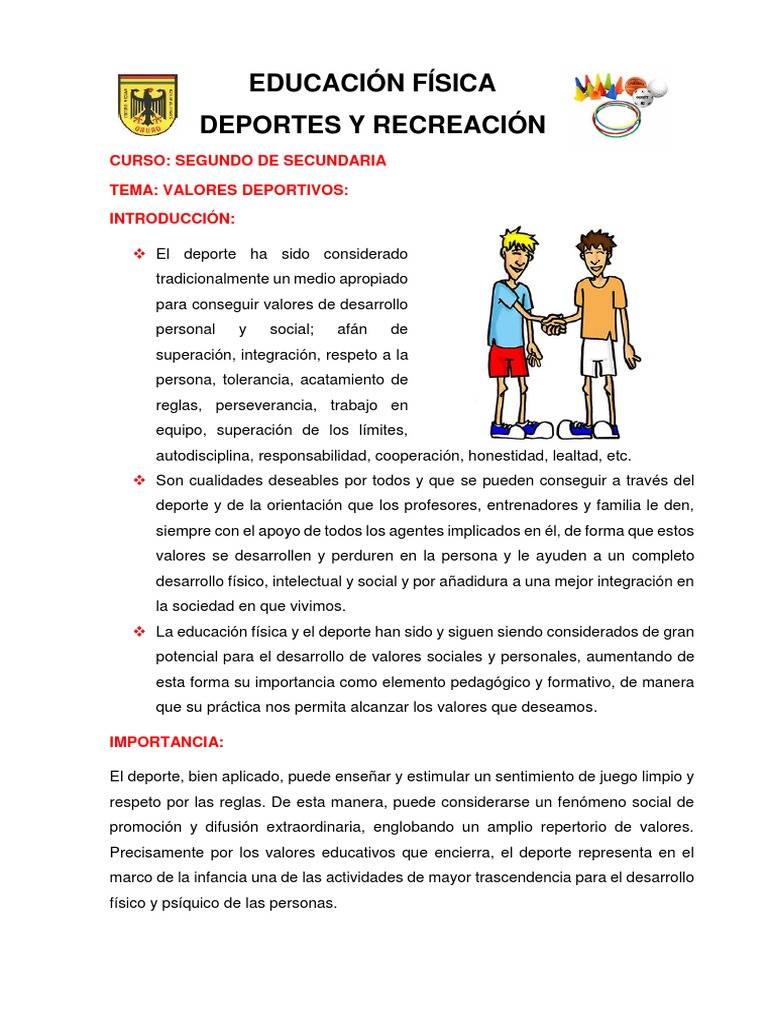 Los valores del deporte y su importancia en la educación de los jóvenes ...