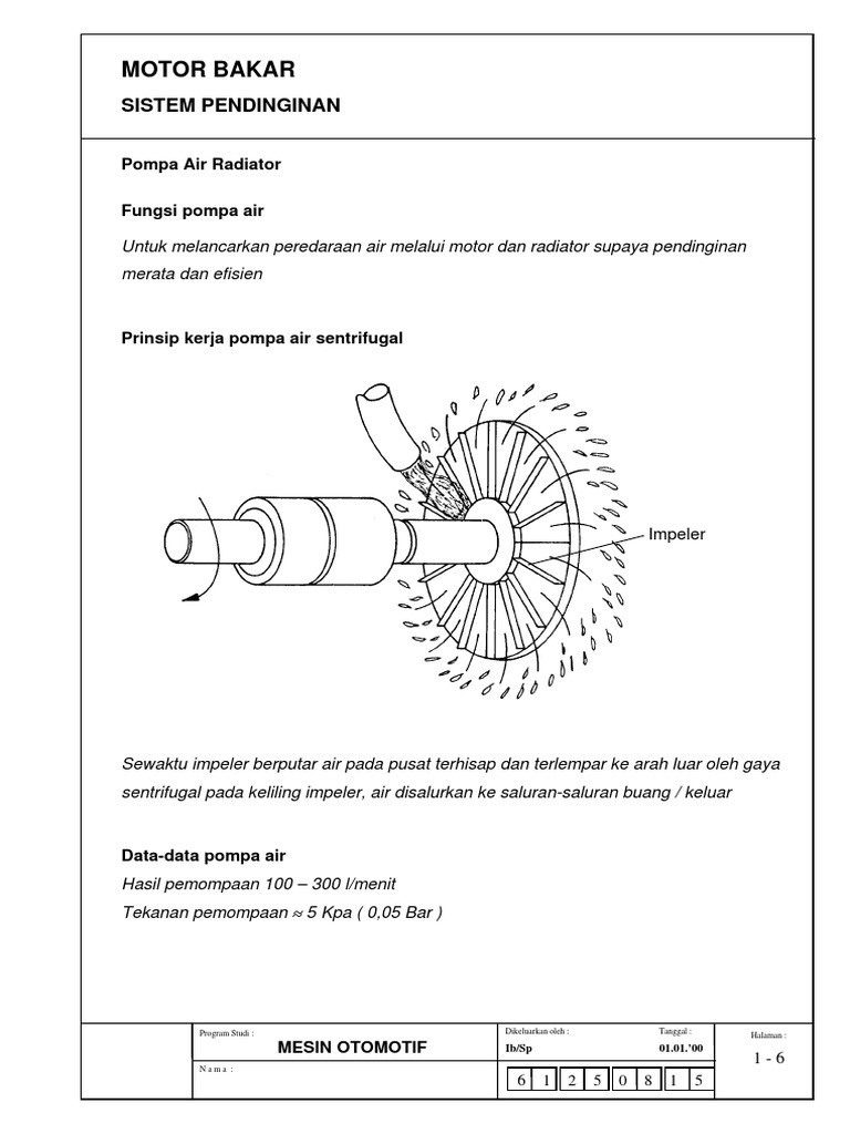 Fungsi dan Prinsip Pompa Air Radiator | PDF