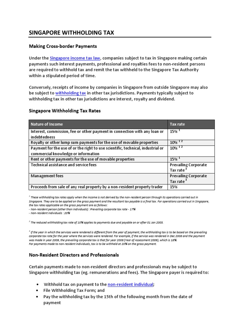 Singapore Withholding Tax Presented by Tax Accountants Pte Ltd