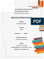 Ejercicios de Riesgo de Trabajo: Universidad Autonoma Del Estado de Hidalgo Escuela Superior de Actopan