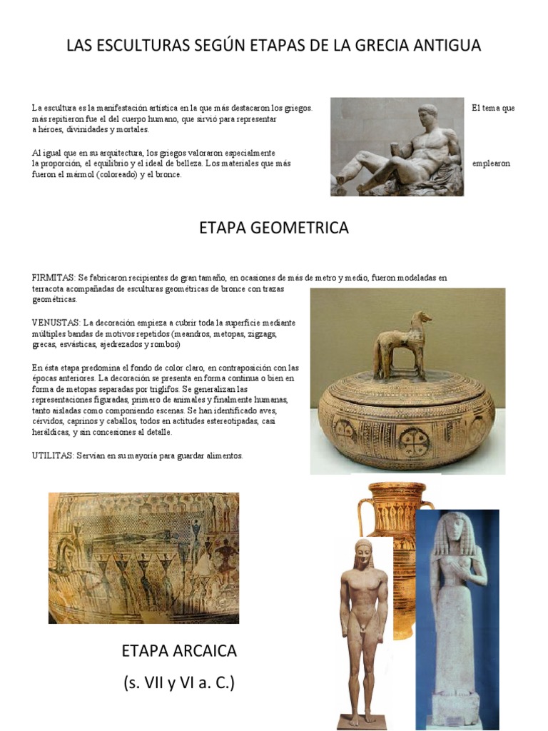 Las Esculturas - Etapas de La Grecia Antigua | PDF | Escultura | Estética