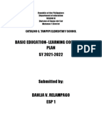 Basic Education-Learning Continuity Plan SY 2021-2022: Catalino G. Tampipi Elementary School