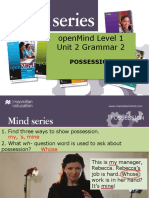 Openmind Level 1 Unit 2 Grammar 2: Possession