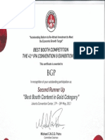 Certificate Second Runer-Up Best Booth Content IPA