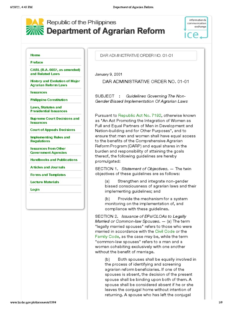 DAR - CARP.hectares Spouses | PDF | Mortgage Law | Common Law