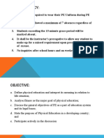 PE Course Policy and Objectives