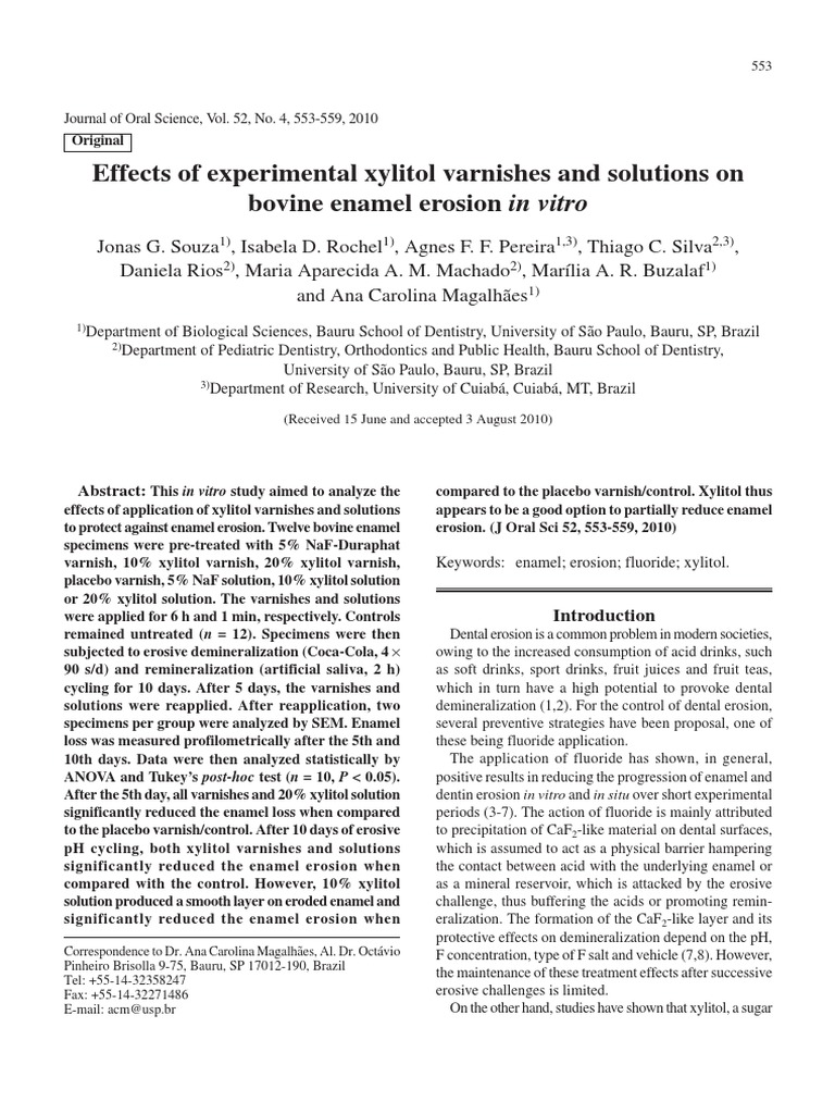 Effects of Experimental Xylitol Varnishes and Solutions On Bovine