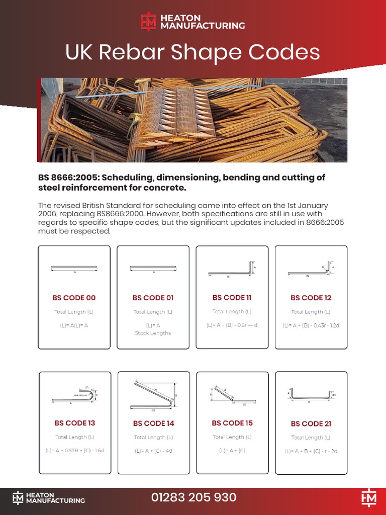 UK Rebar Shape Codes BS 86662005 Scheduling, Dimensioning, Bending