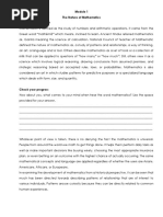 Module 1 - The Nature of Mathematics