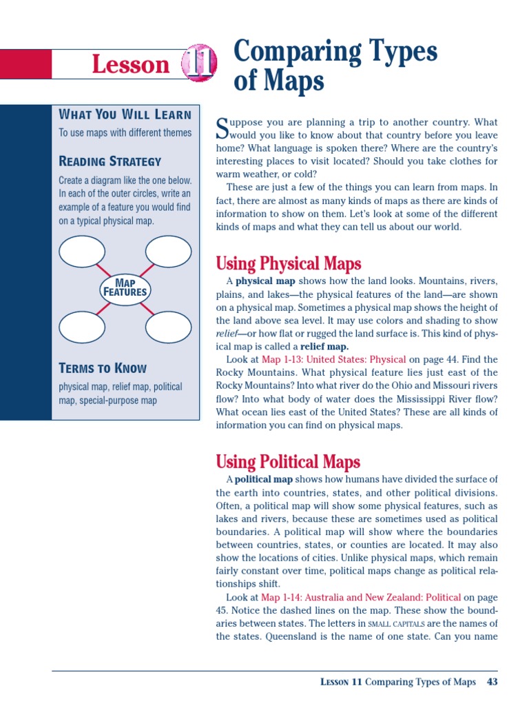 Comparing Types of Maps Worksheet PDF Map Mountains