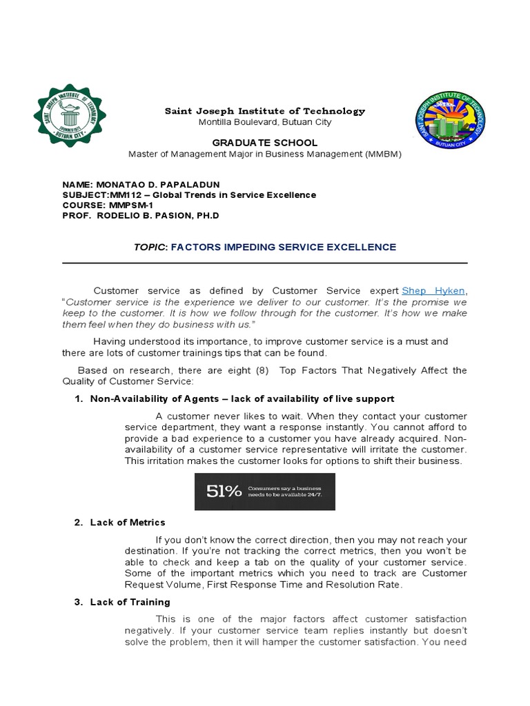 Factors Hindering Service Excellence | PDF | Iso 9000 | Quality Management