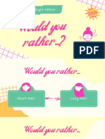 Green Purple Playful Brain Exercise Would You Rather Games Presentation