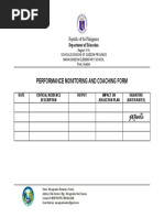 Performance Monitoring and Coaching Form: Republic of The Philippines