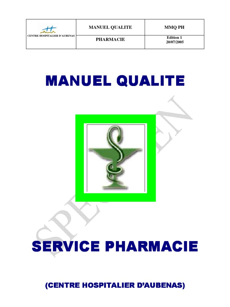Manuel Qualite Pharma | Management de la qualité | Pharmacien