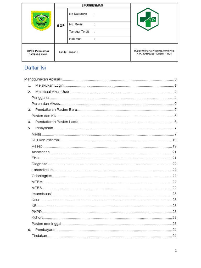 SOP Epuskesmas Bugis PDF