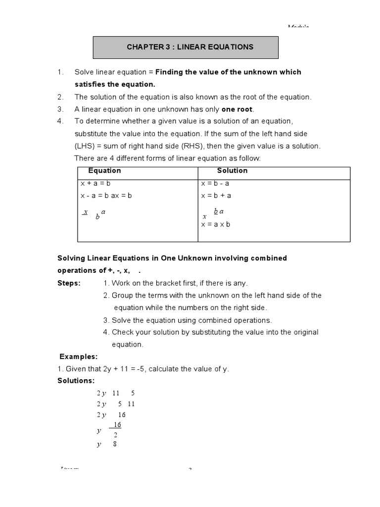 Chapter 3 Linear Equations | PDF | Equations | Mathematics