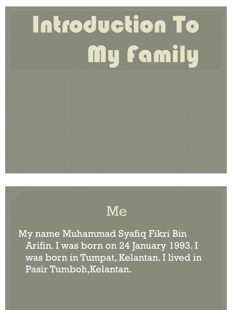 Introduction To My Family | PDF | Social Science
