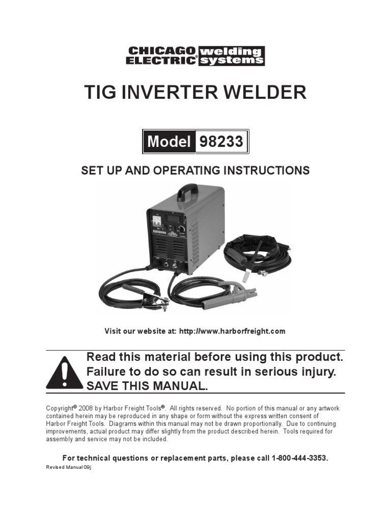 Harbor Freight TIG Welder 98233 Welding Ac Power Plugs And Sockets