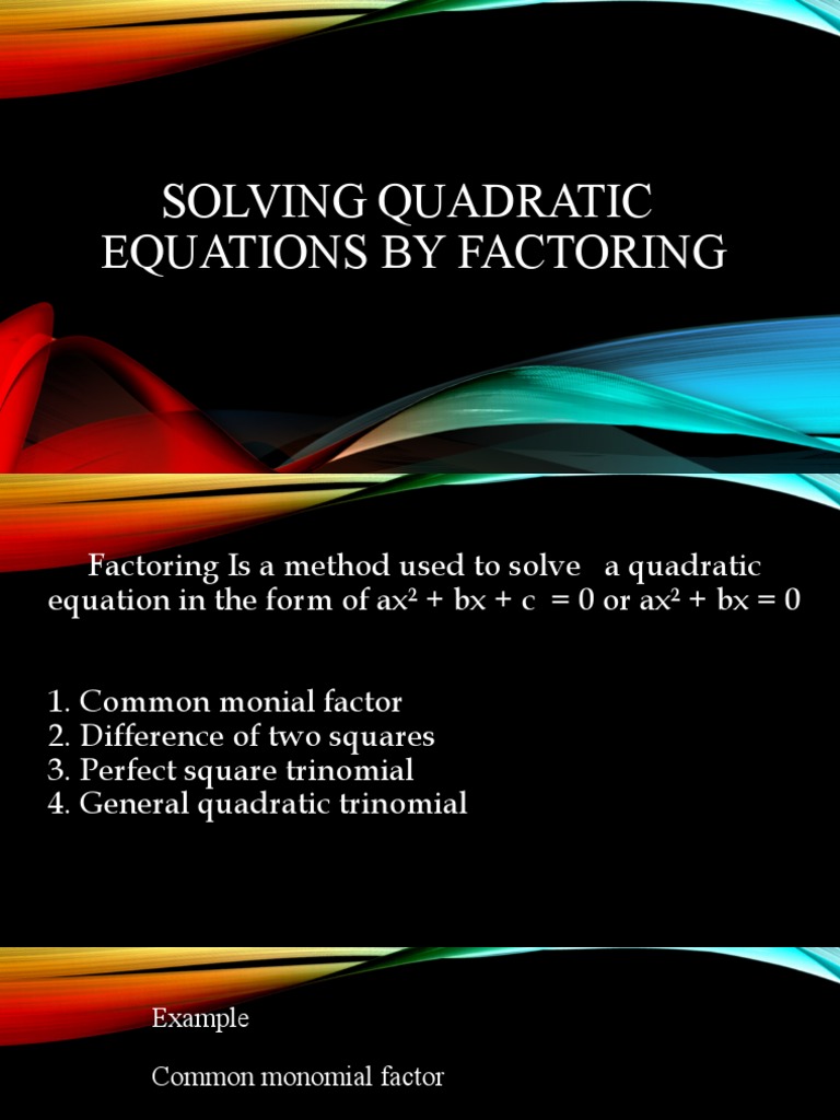 Factoring Quadratic Equations Guide Pdf