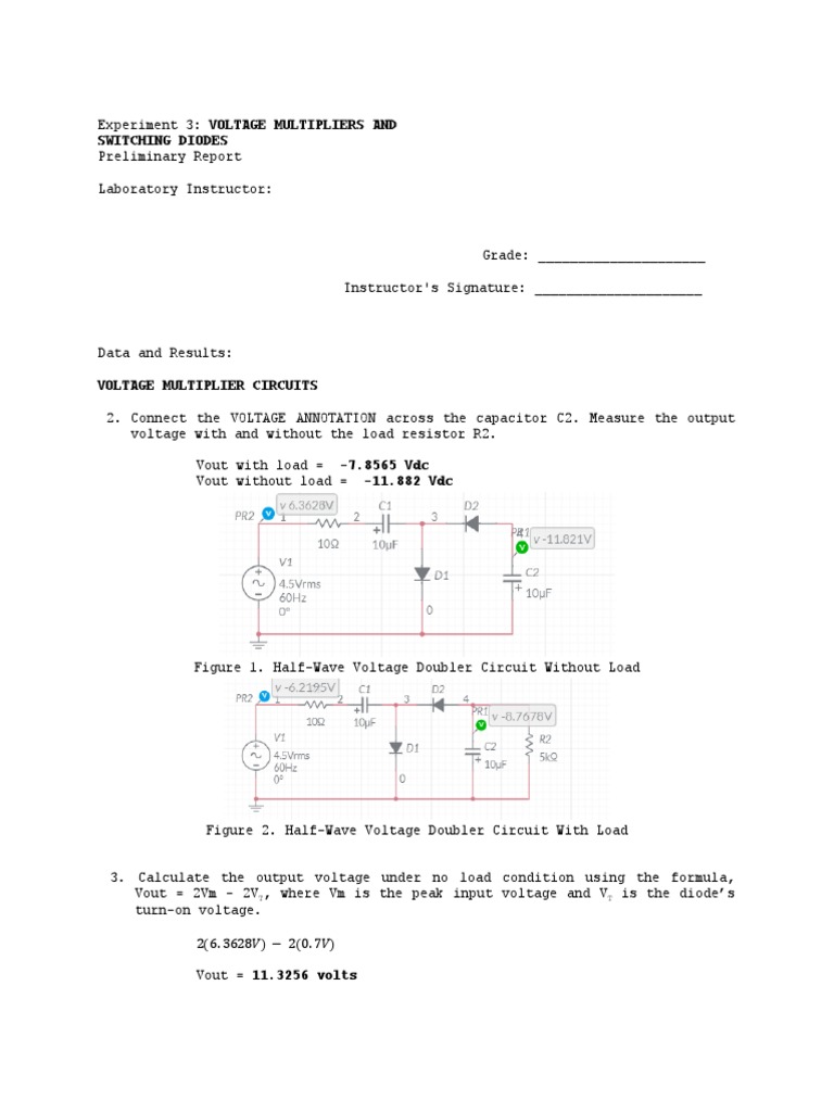 Voltage Multipliers and Diode Circuits Report | PDF | Rectifier | Capacitor