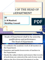 Duties of The Head of Department