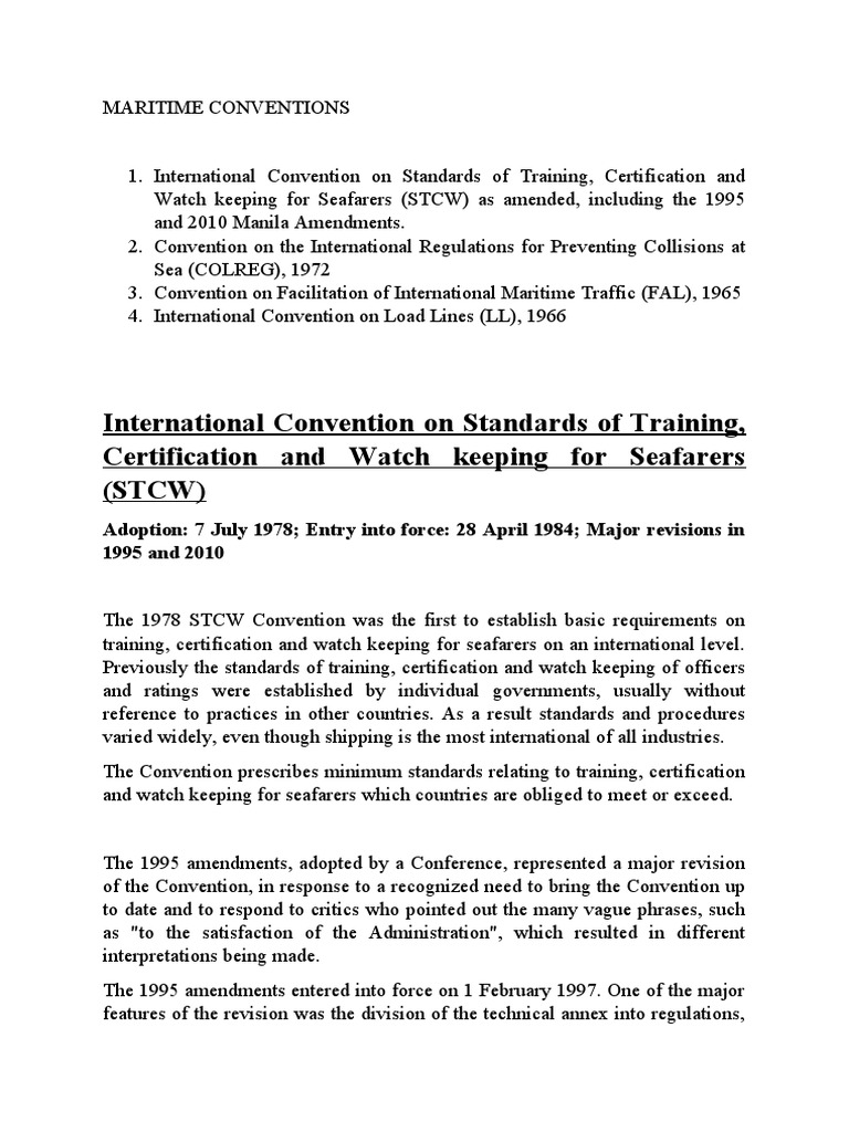 STCW Convention & Amendments | PDF