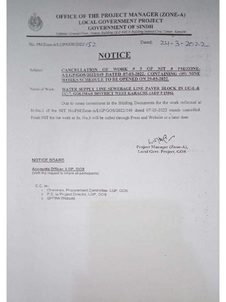 Notice Cancel Sr.#3 | PDF