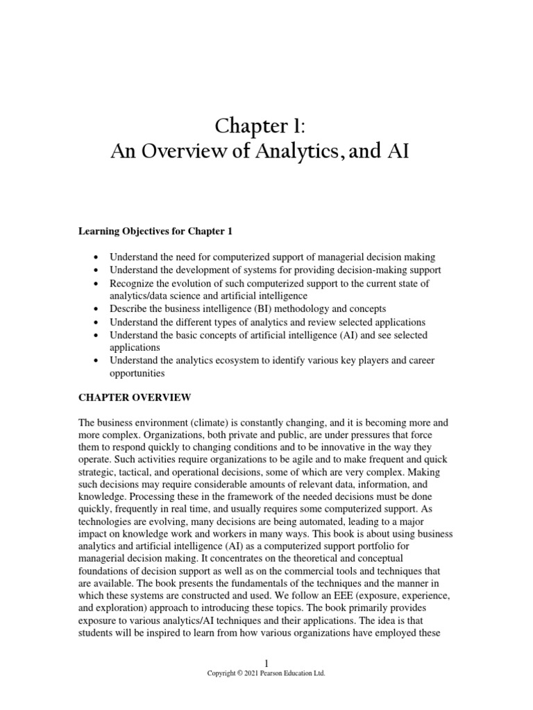 An Overview of Analytics, and AI: Learning Objectives For Chapter 1 ...