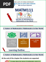 MATM111: Nature of Mathematics: Mathematics in Our World