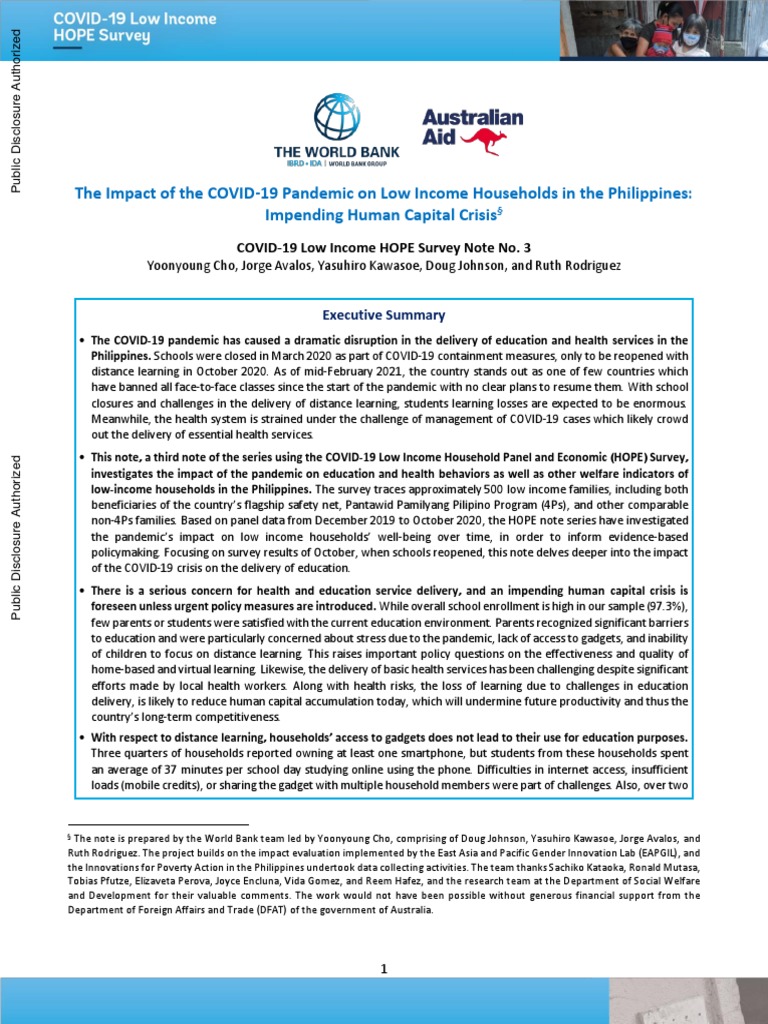 COVID-19's Impact on Low-Income Families in the Philippines | PDF ...