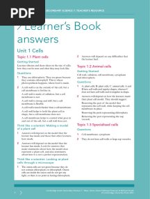 Learner's Book Answers: Unit 1 Cells
