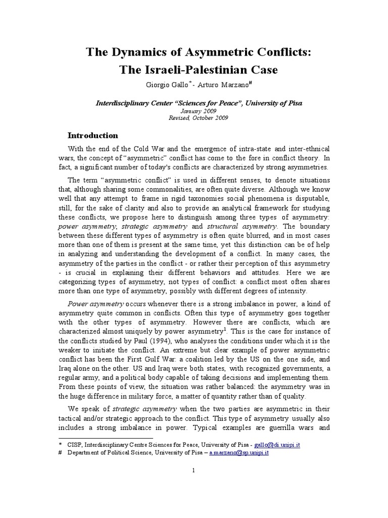 The Dynamics of Asymmetric Conflicts The IsraeliPalestinian Case