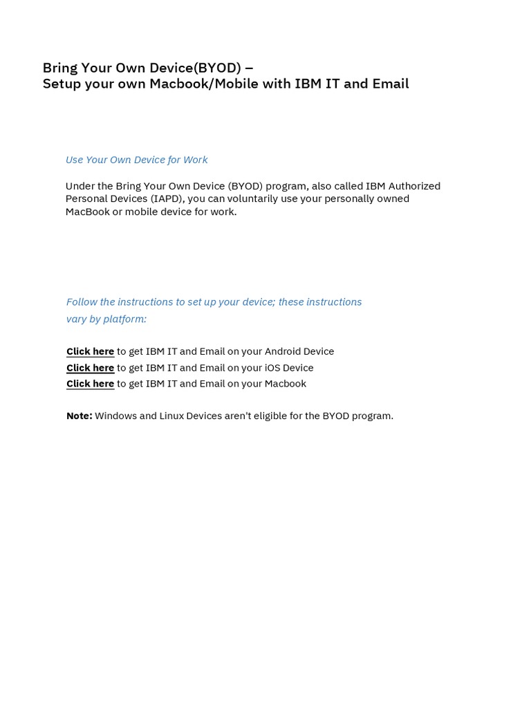 BYOD Setup for IBM Mobile Devices | PDF | Ios | Mobile App