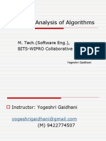 Design & Analysis of Algorithms: M. Tech. (Software Eng.), BITS-WIPRO Collaborative Program
