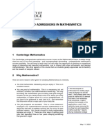 Guide To Admissions in Mathematics