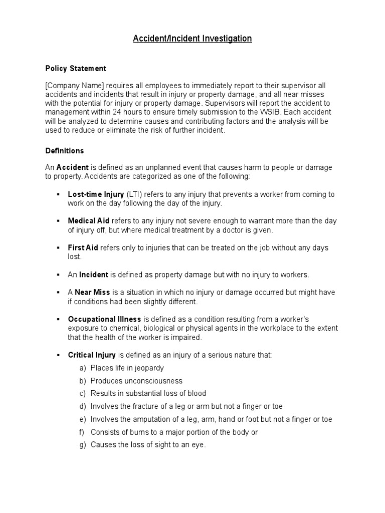 Accident Reporting Procedure 1 | PDF | Occupational Safety And Health ...