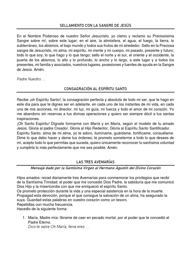 Oraciones de Protección y Salud | PDF | María, madre de Jesús | Rosario