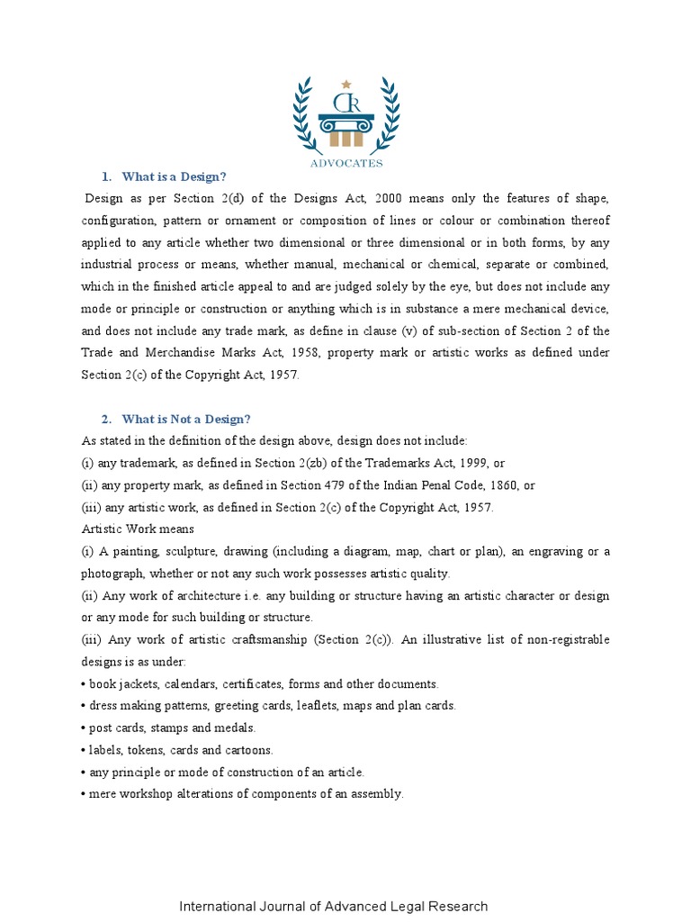 The Designs Act, 2000 PDF Copyright Priority Right