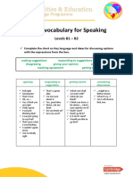 Useful Vocabulary For Speaking - DISCUSSION Task - B1 and B2 Levels - ANSWER Key