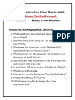 Class: 9th Subject: Islamic Education Prepared By: Ms Asma Tariq Answer The Following Question. (2x20 40)