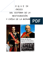 Crisis del sistema canovista y caída de la monarquía de Alfonso XIII