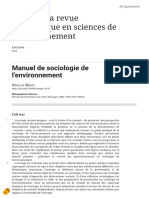 Manuel de Sociologie de L'environnement
