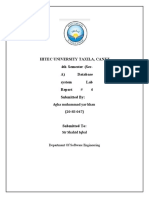 Hitec University Taxila, Cantt 4th Semester (Sec-A) Database System Lab Report # 4 Submitted by