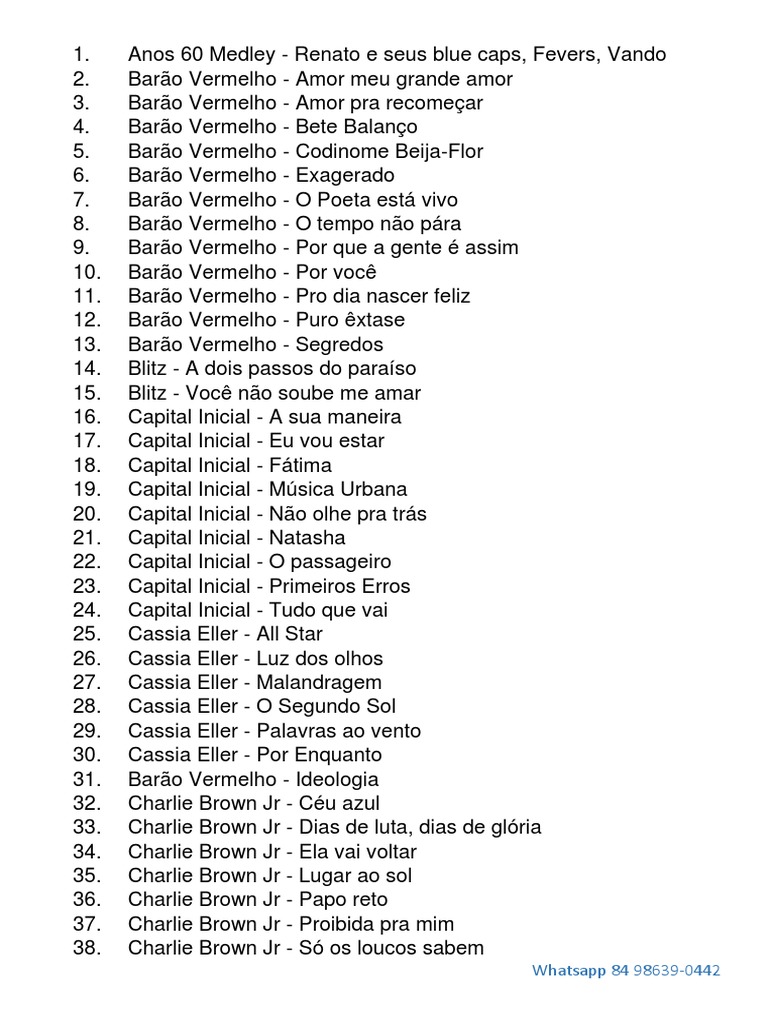 Lista Multitracks Nacionais Pdf Grupos Musicais Música Sul Americana