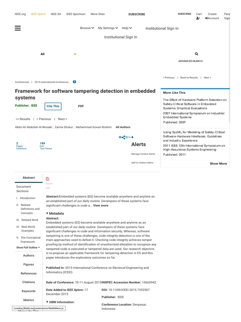 Framework For Software Tampering Detection in Embedded Systems PDF