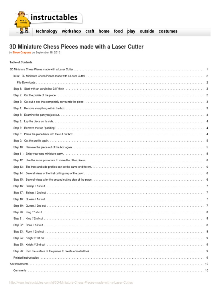 Laser Cut 3D Miniature Chess Pieces | PDF | Board Games | Competitive Games