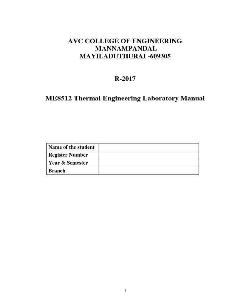 Thermal Engineering Lab Manual | PDF | Boiler | Steam