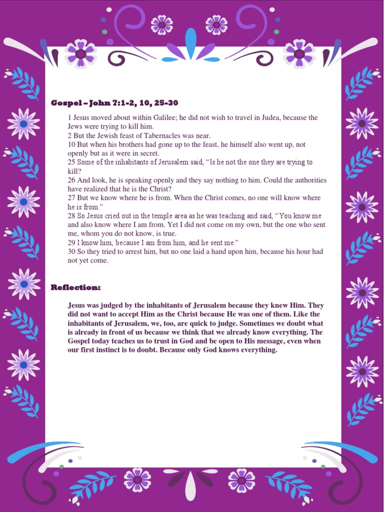 Jesus at the Feast: John 7 Reflection | PDF | Philosophy | Religion ...