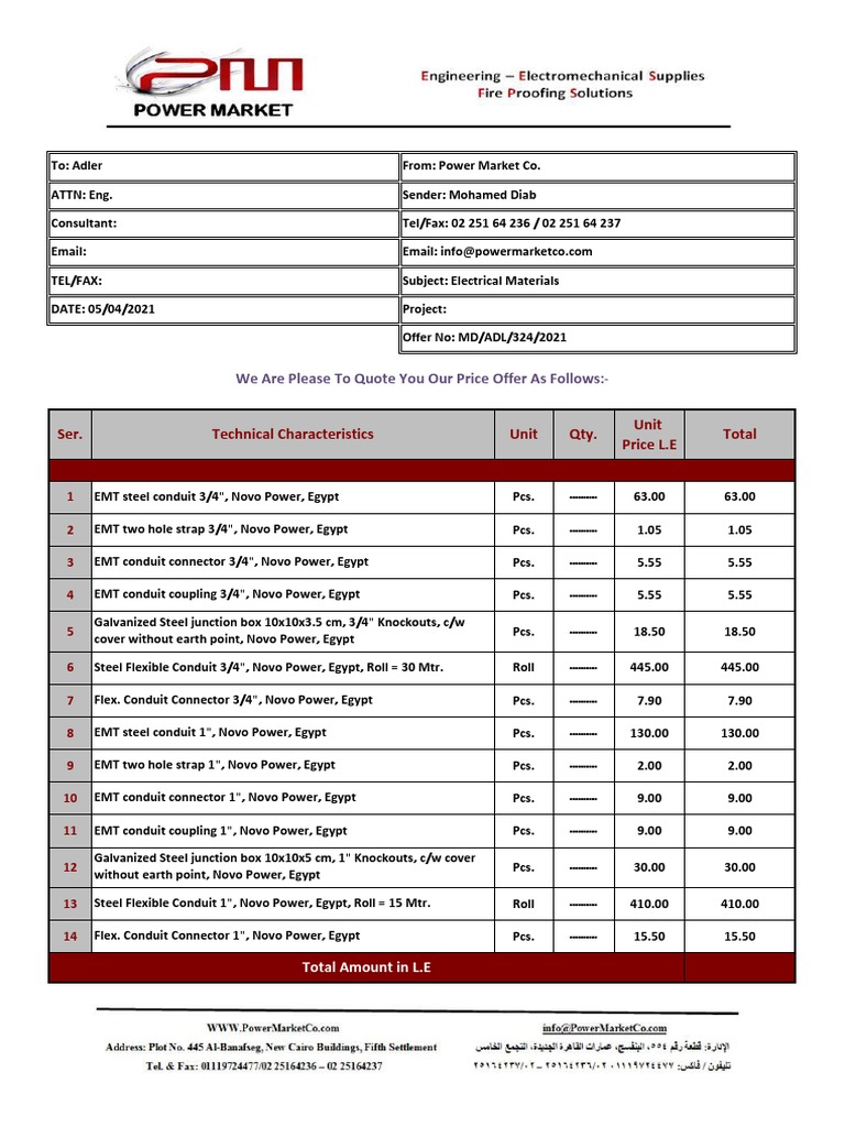 NOVO Price List PDF Electrical Wiring Building Materials